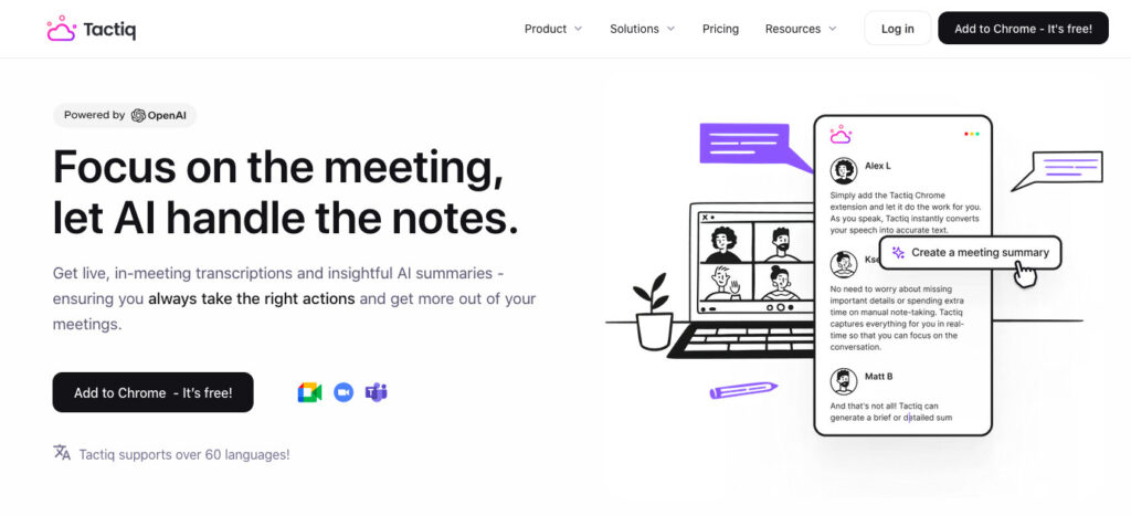 tactiq website ai meeting